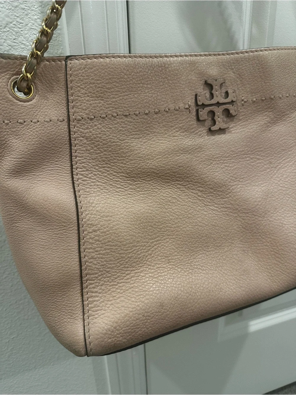 Tory Burch Dusty Pink Leather Chain-Handle Shoulder Bag
